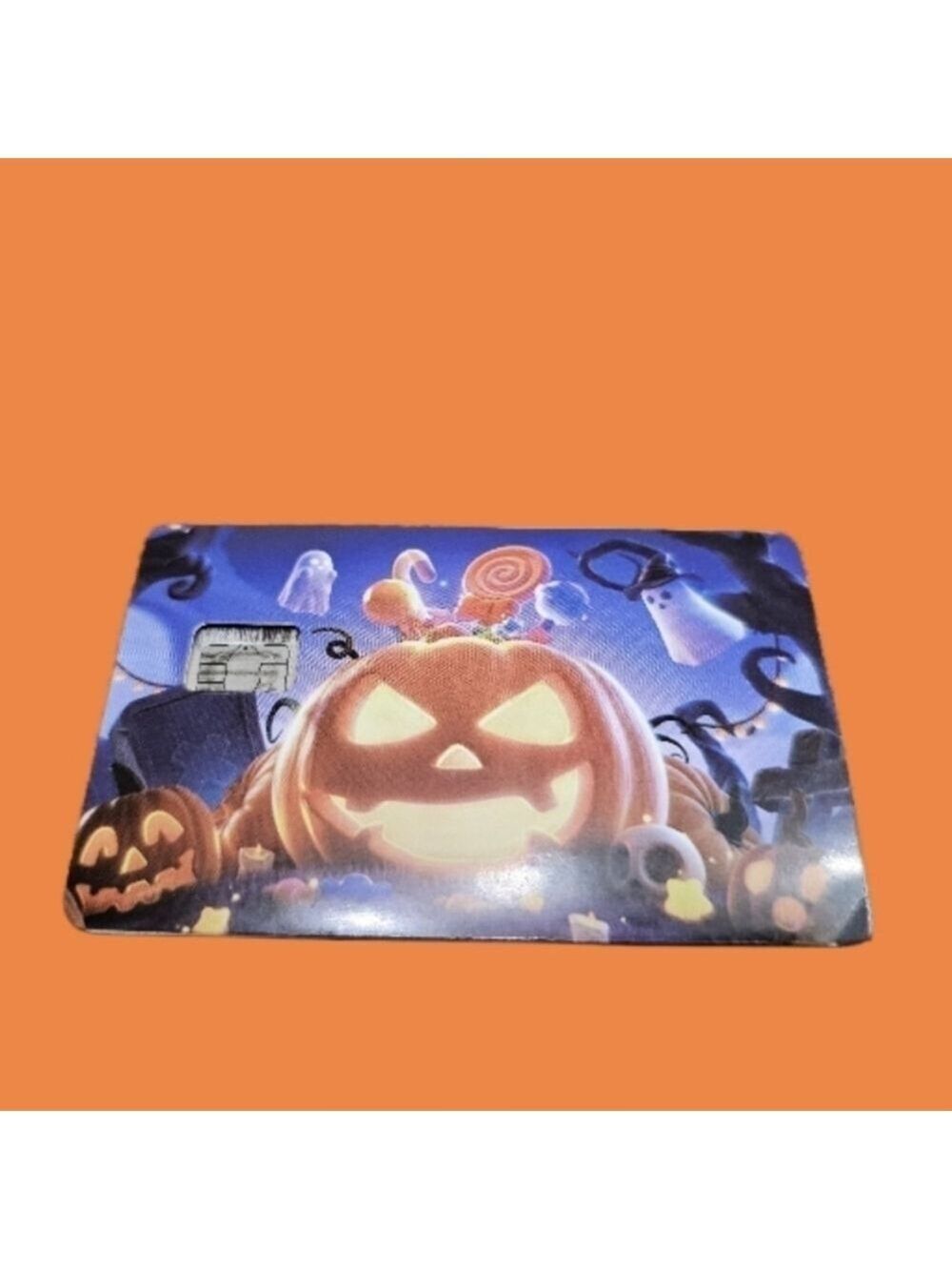 Halloween credit card skin for small chip card